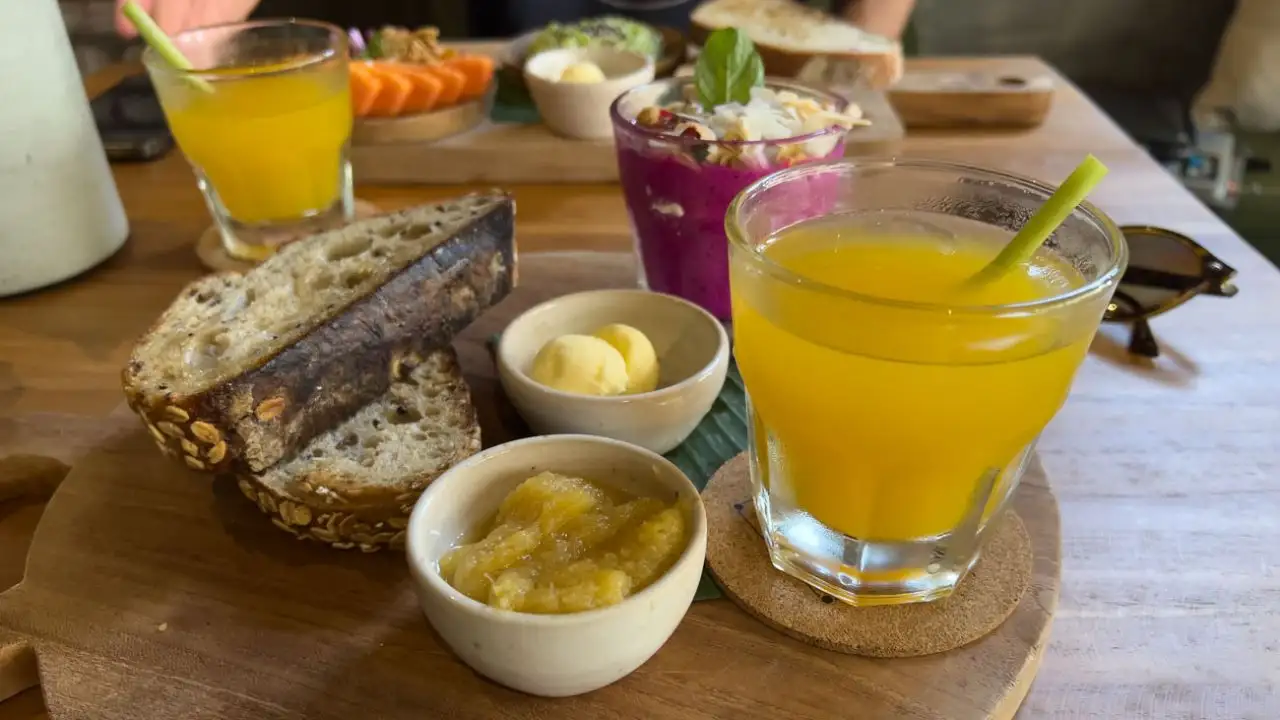 Breakfast spread at BARBOA Bali in Canggu, recommended place to eat during one day in Canggu itinerary