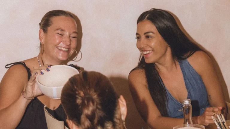 Visitors enjoying ceramic painting at klay bar, an unusual thing to do in Canggu